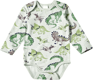 Body Langarm Pro Climate mit Dino-Muster, grün, Gr. 74/80 ALANA