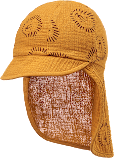Schirmmütze aus Musselin mit Löwen-Motiv & Nackenschutz, gelb, Gr. 54/55 ALANA