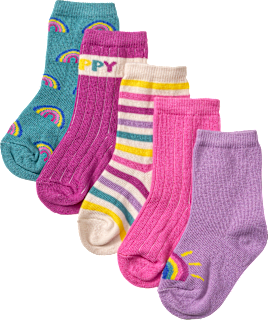 Socken mit Ripp-Struktur und Regenbogen-Muster, lila + blau, Gr. 19/22 PUSBLU