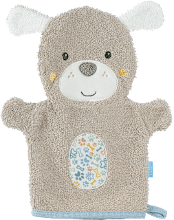 Waschhandschuh Hund, grau fehn