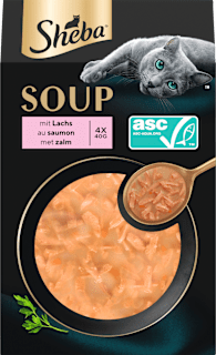 Nassfutter Katze mit Lachs, Soup Multipack (4x40 g) Sheba