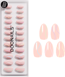 Künstliche Nägel, Soft Gel Press Ons Pastel Swirl Short Almond Doonails