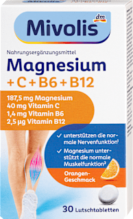 Magnesium + Vitamin C + Vitamin B6 + B12 Lutschtabletten Mivolis