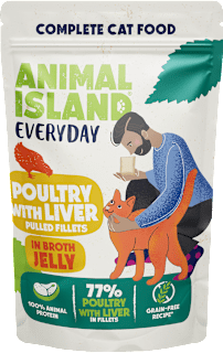 Karma mokra dla kota drób z wątróbką w galarecie z rosołu ANIMAL ISLAND