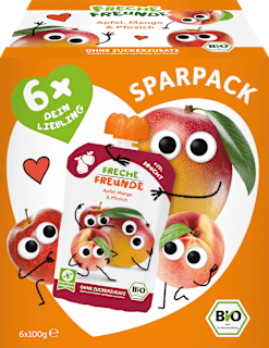 Quetschie Apfel, Mango & Pfirsich ab 6 Monaten (6x100 g) Freche Freunde