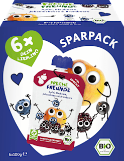 Quetschie Apfel, Blaubeere, Johannisbeere & Brombeere ab 6 Monaten (6x100 g) Freche Freunde