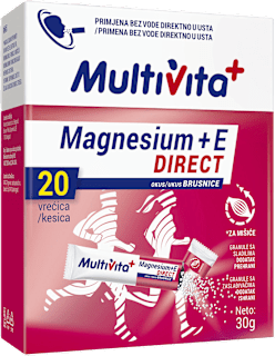 Direct Magnezij + vitamin E – okus brusnica Multivita