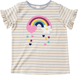 T-Shirt mit Regenbogen-Applikation, blau + weiß, Gr. 140 ALANA