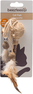 Igrača za mačke – ropotuljica s peresi beeztees
