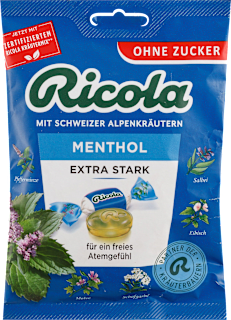 MENTHOL EXTRA STARK bombone od švajcarskog bilja, sa zaslađivačima Ricola