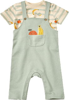 Set mit T-Shirt und Latzhose mit Obst-Muster, grün, Gr. 86 ALANA