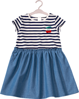 Kleid mit Streifen-Muster & Kirsch-Applikation, blau & rot, Gr. 110 ALANA