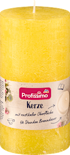 rustikální svíčka 130/68, žlutá  Profissimo