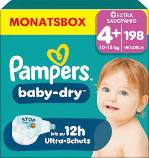 Windeln Baby Dry Gr. 4+ Maxi Plus (10-15 kg) Monatsbox Pampers baby-dry