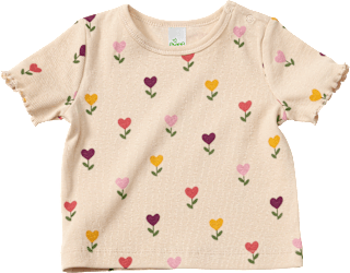 T-Shirt mit Tulpen-Muster & Ripp-Struktur, beige, Gr. 86 ALANA