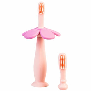 Periuță de dinți din silicon roz pentru bebeluși babysnugg