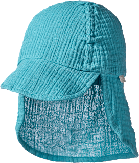 Schirmmütze aus Musselin mit Nackenschutz, blau, Gr. 52/53 ALANA