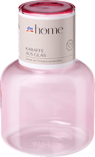 Karaffe aus Glas mit Deckel/Glas, rosa (1000 ml) dm home