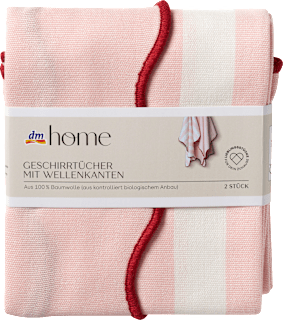 Geschirrtuch mit Wellenrand aus Baumwolle, gestreift/uni (50x60 cm) dm home
