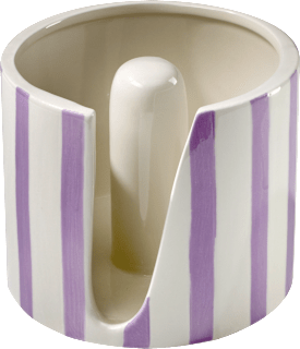 Küchenrollenhalter aus Steingut, gestreift weiß/lila (14,5x12,5 cm) Dekorieren & Einrichten