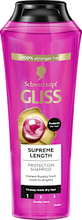 Hajregeneráló sampon Supreme Length, hosszú, sérülékeny hajra Schwarzkopf GLISS
