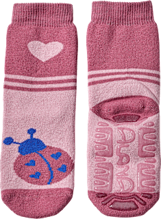 Stoppersocken mit Herz- & Marienkäfer-Motiv, rosa, Gr. 25/26 ALANA