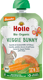 Quetschie Veggie Bunny, Karotte, Süsskartoffel mit Erbsen ab 6 Monaten Holle