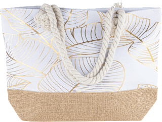 Strandtasche Blätter weiß/gold PURSET