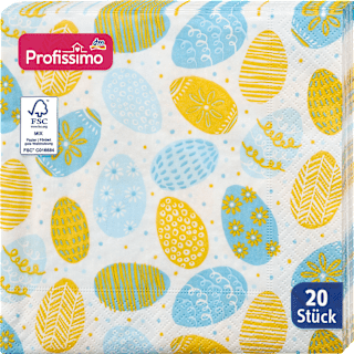 Salvete, 3–slojne, Birthday Joy/Joyful Eggs, 33 x 33 cm Profissimo