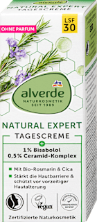 Denný pleťový krém Natural Expert 1 % Bisabolol 0,5 % Ceramid-Komplex OF 30 alverde NATURKOSMETIK