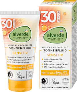 Fluido solare SENSITIV per viso e décolleté SPF30 alverde