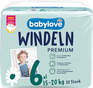 Windeln Premium Gr. 6 XL (15-20 kg) babylove