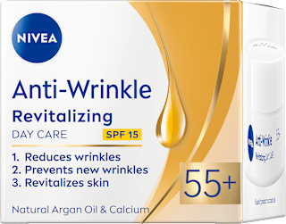 Obnovujúci denný pleťový krém proti vráskam Anti-Wrinkle 55+ SPF 15 NIVEA