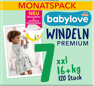 Windeln Premium Gr. 7 XXL (16+ kg) Monatspack babylove