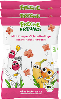 Kindersnack Mini Knusper-Schmetterlinge Banane, Apfel & Himbeere ab 1 Jahr (3x15 g) Freche Freunde