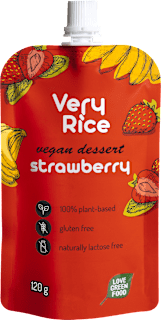 Vegánsky ryžový dezert s jahodami  Very Rice