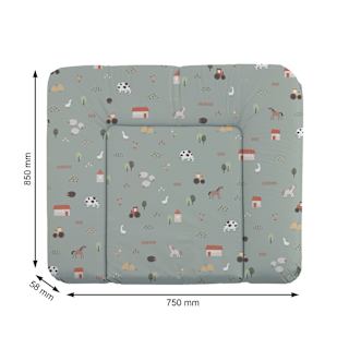 Wickelauflage grün, Motiv Bauernhof, 85 x 75 cm  rotho babydesign