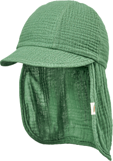 Schirmmütze mit Nackenschutz aus Musselin, grün, Gr. 52/53 ALANA