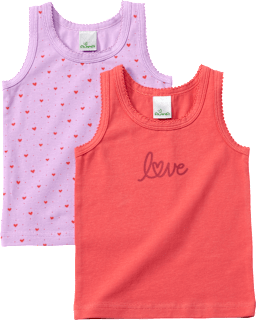 Unterhemden mit Herz-Muster, lila + rot, Gr. 134/140 ALANA