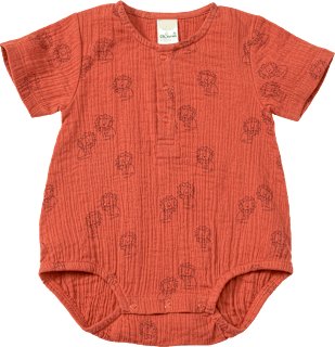 Body Kurzarm aus Musselin mit Löwen-Muster, rotbraun, Gr. 86/92 ALANA