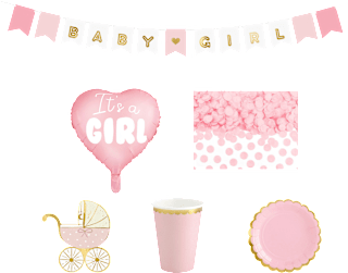 Party-Dekorationsset "Baby Shower" rosa, 35tlg PartyDeco