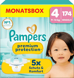 Windeln Premium Protection Gr. 4 Maxi (9-14 kg) Monatsbox Pampers