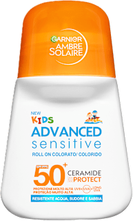 Roll-on solare colorato KIDS ADVANCED sensitive SPF50+ GARNIER AMBRE SOLAIRE