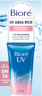 Zaščitna krema za obraz Aqua Rich UV Glowy, ZF 50 Bioré