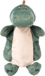 Handpuppe Dino, grün + beige fluffies