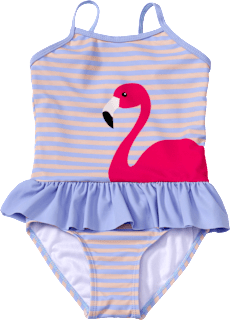 Badeanzug mit Flamingo-Motiv, lila, Gr. 110/116 PUSBLU