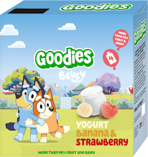 příkrm v sáčku Bluey jogurt, banán & jahoda 4x100 g Goodies