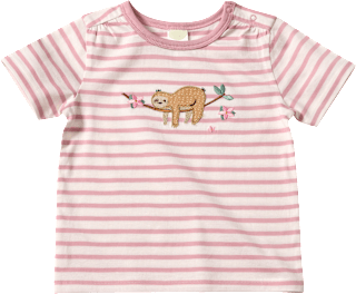 T-Shirt mit Faultier-Motiv, rosa + weiß, Gr. 86 ALANA