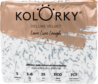 Deluxe Velvet pleny,  velikost S, motiv Love KOLORKY