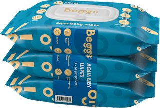 vlhčené ubrousky Aqua baby 3x64 ks Beggs